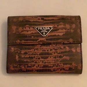 Prada lizard wallet dusty rose and gray